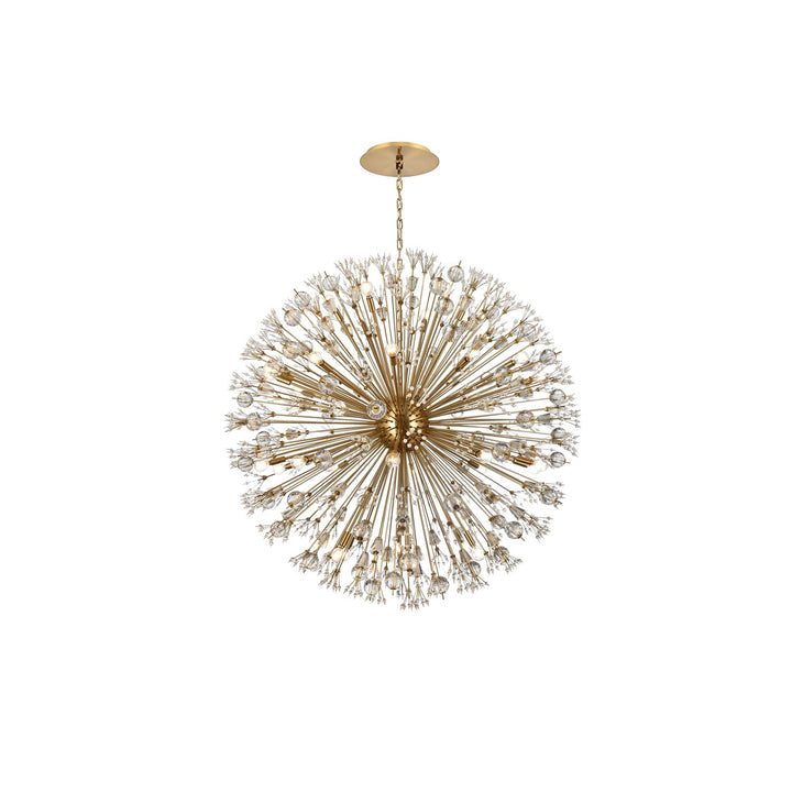 50 Inch Crystal Starburst Round Pendant In Gold by Elegant Lighting