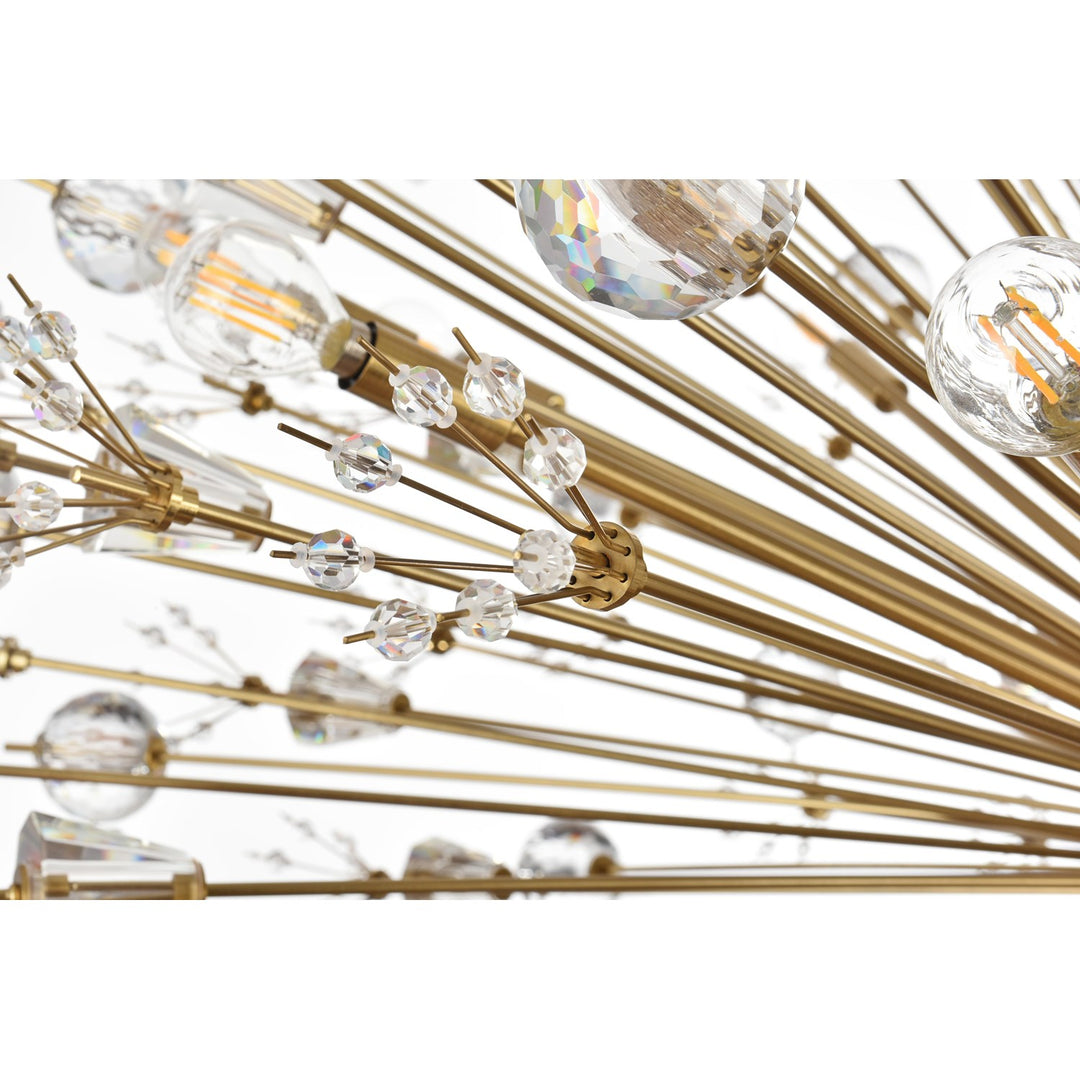 50 Inch Crystal Starburst Round Pendant In Gold