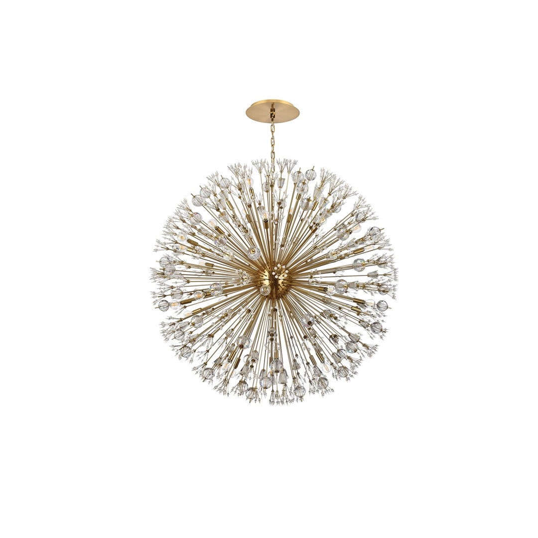 50 Inch Crystal Starburst Round Pendant In Gold