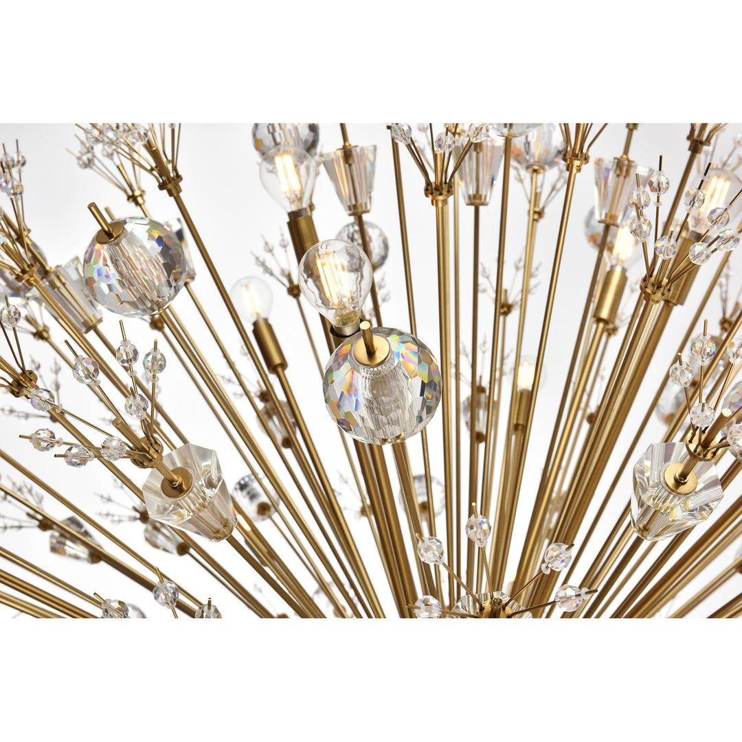 50 Inch Crystal Starburst Round Pendant In Gold