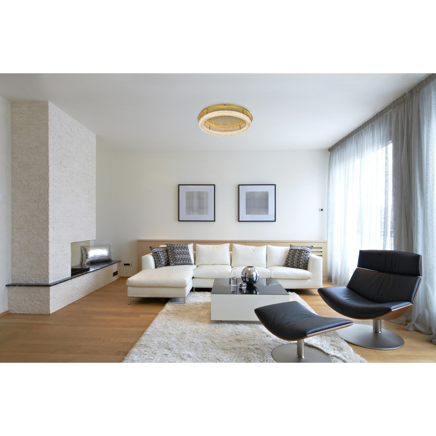 29.5 Inch Led Flush Mount In Satin Gold