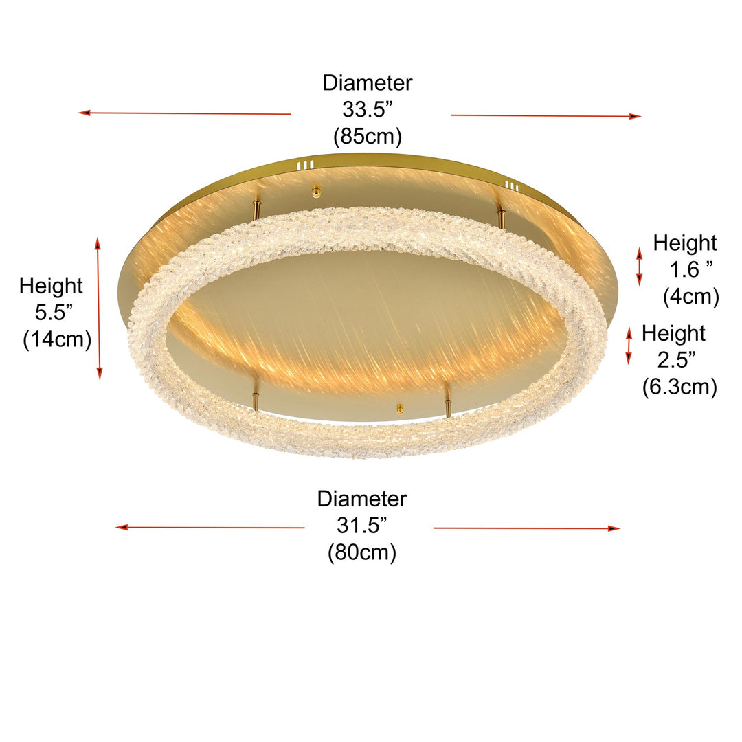 33.5 Inch Led Flush Mount In Satin Gold