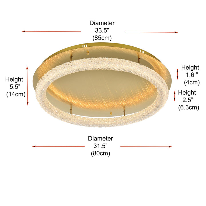 33.5 Inch Led Flush Mount In Satin Gold