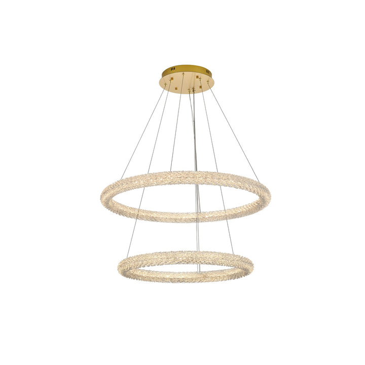 35.5 Inch Led Chandelier In Satin Gold by Elegant Lighting