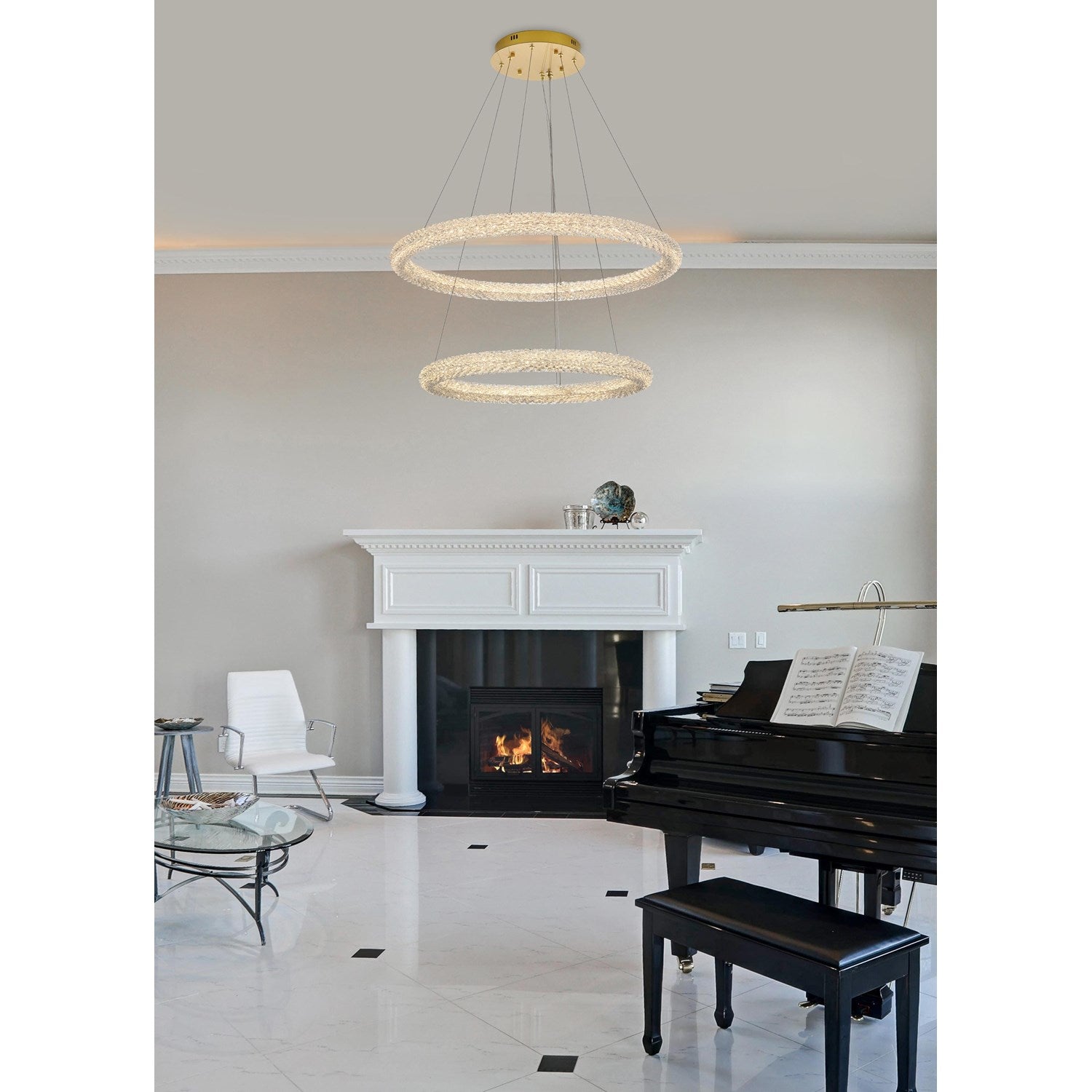 35.5 Inch Led Chandelier In Satin Gold