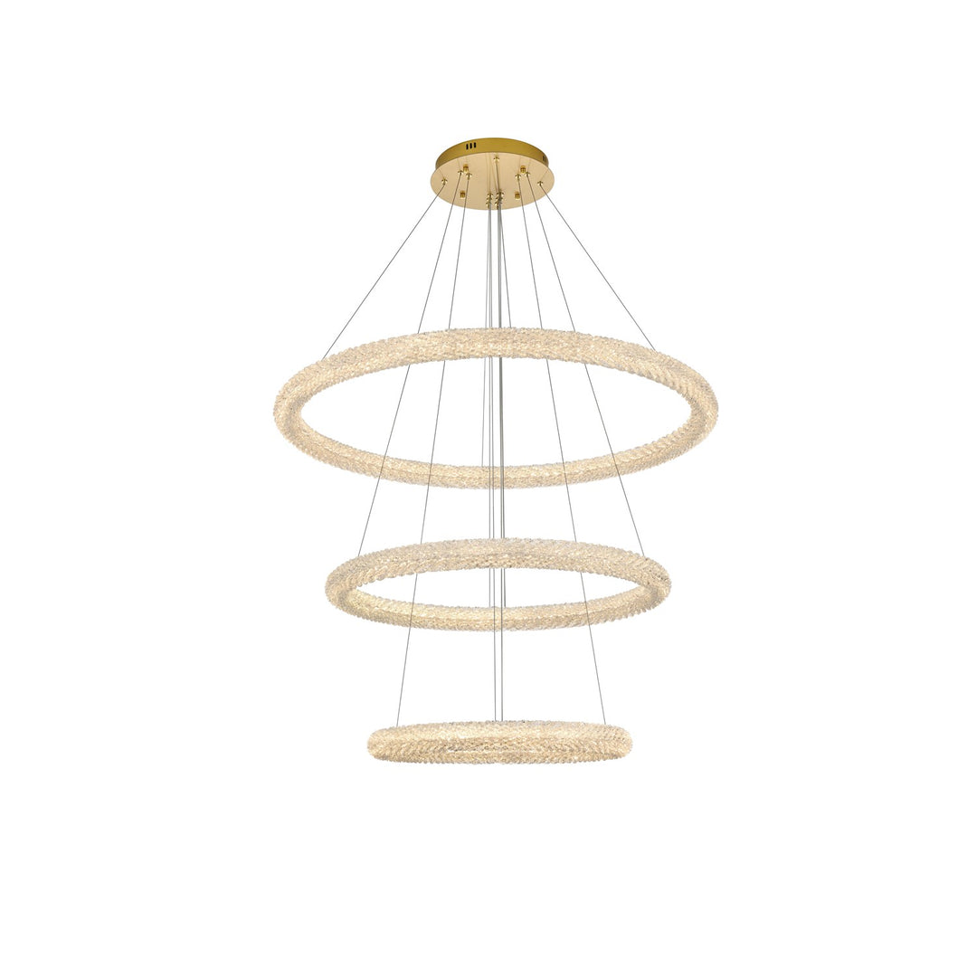 42 Inch Led Chandelier In Satin Gold by Elegant Lighting