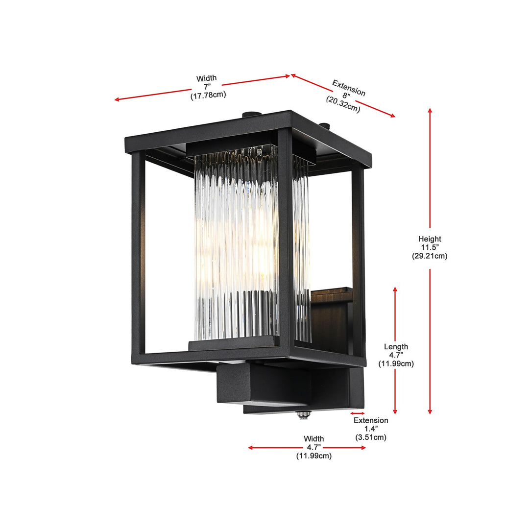 7 Inch Outdoor Wall Sconce in Black
