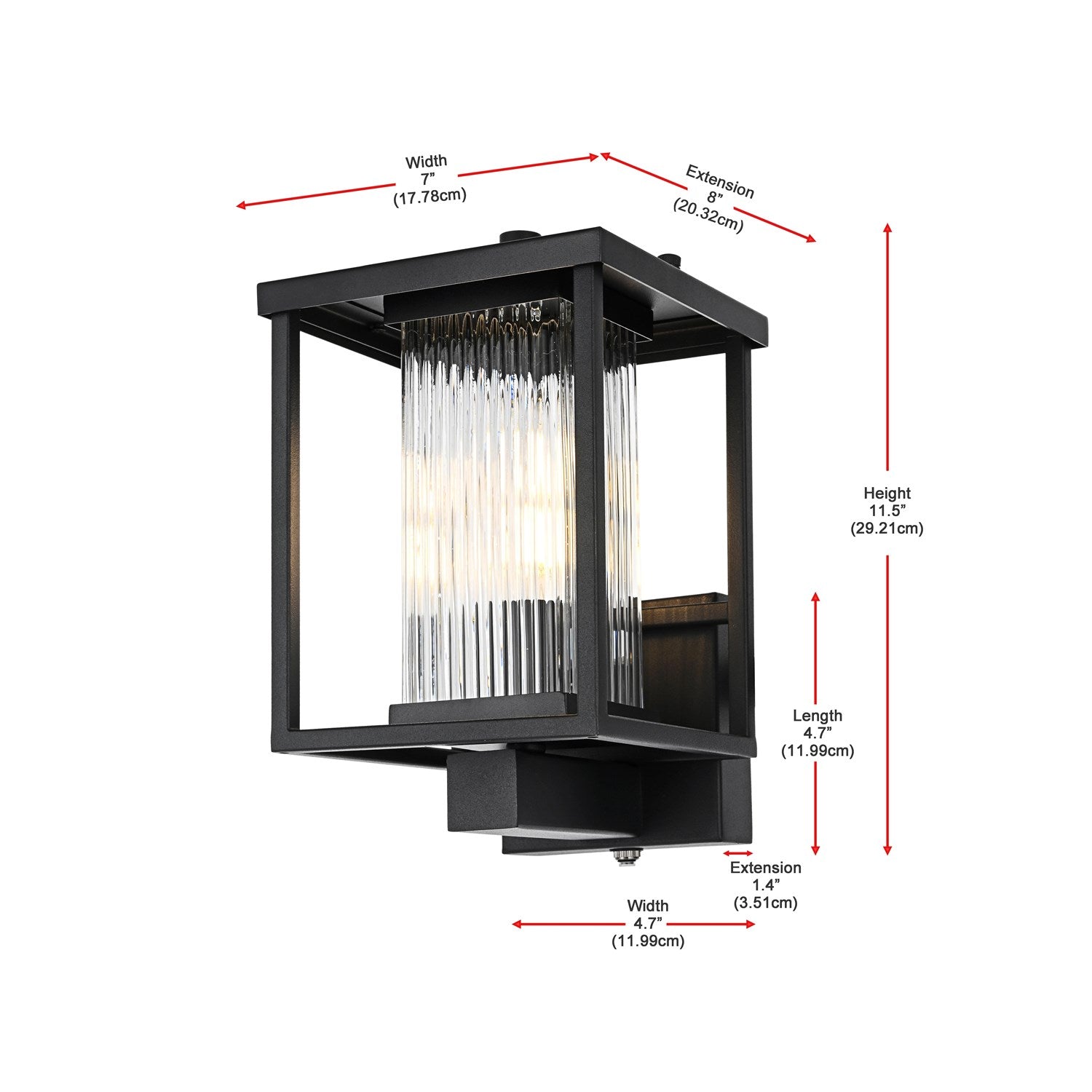 7 Inch Outdoor Wall Sconce in Black