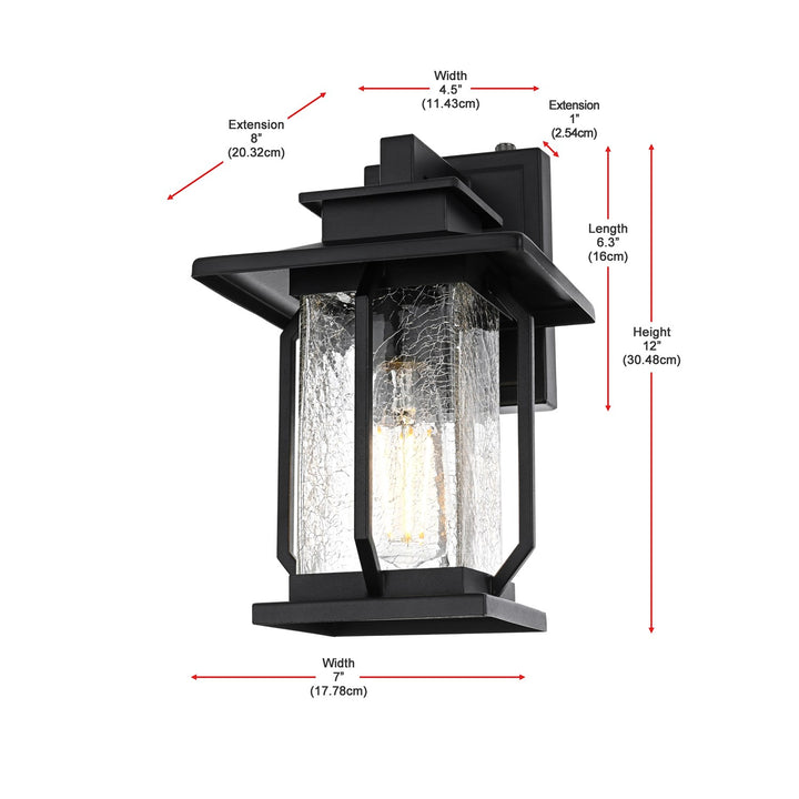 7 Inch Outdoor Wall Sconce in Black