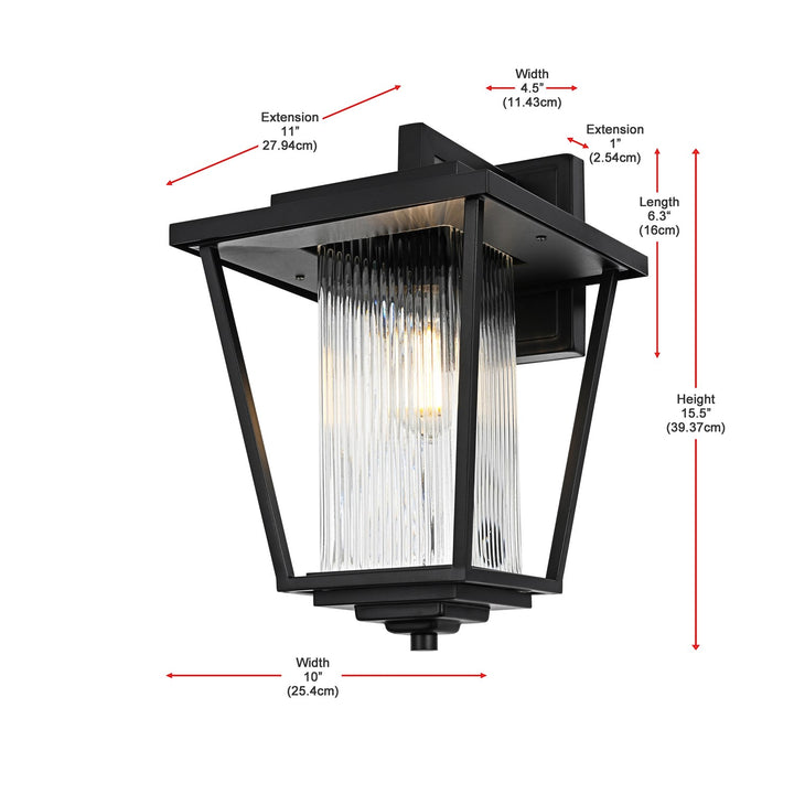 10 Inch Outdoor Wall Sconce in Black