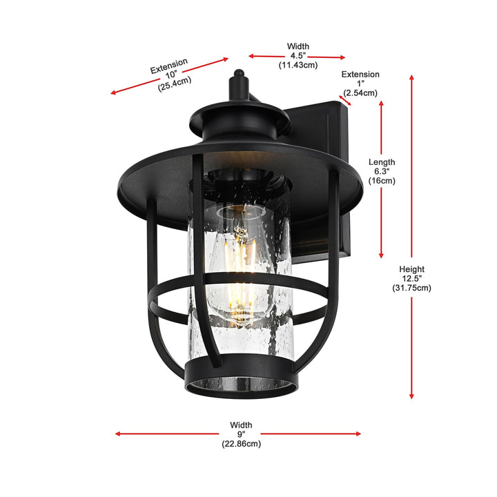 9 Inch Outdoor Wall Sconce in Black