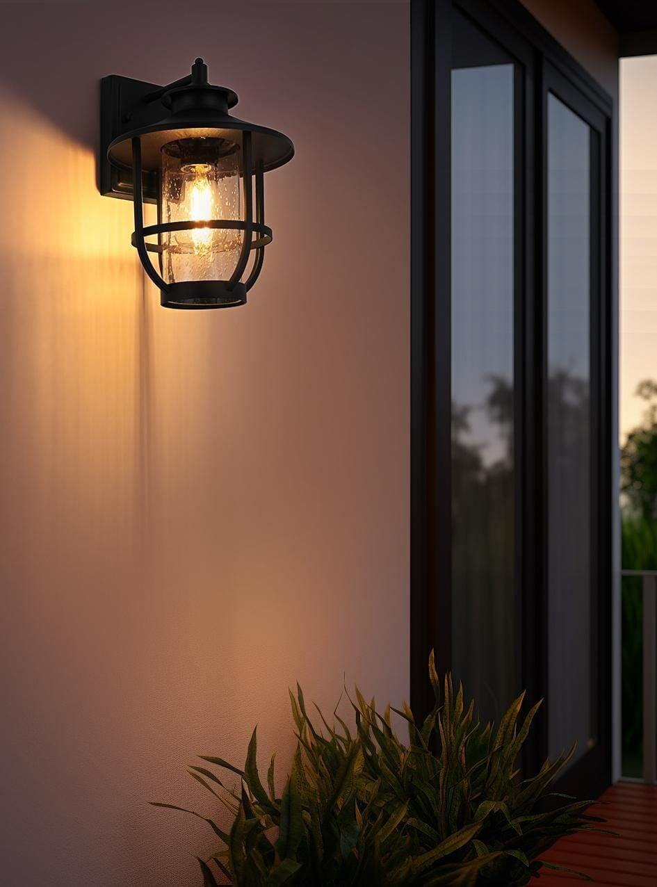 9 Inch Outdoor Wall Sconce in Black
