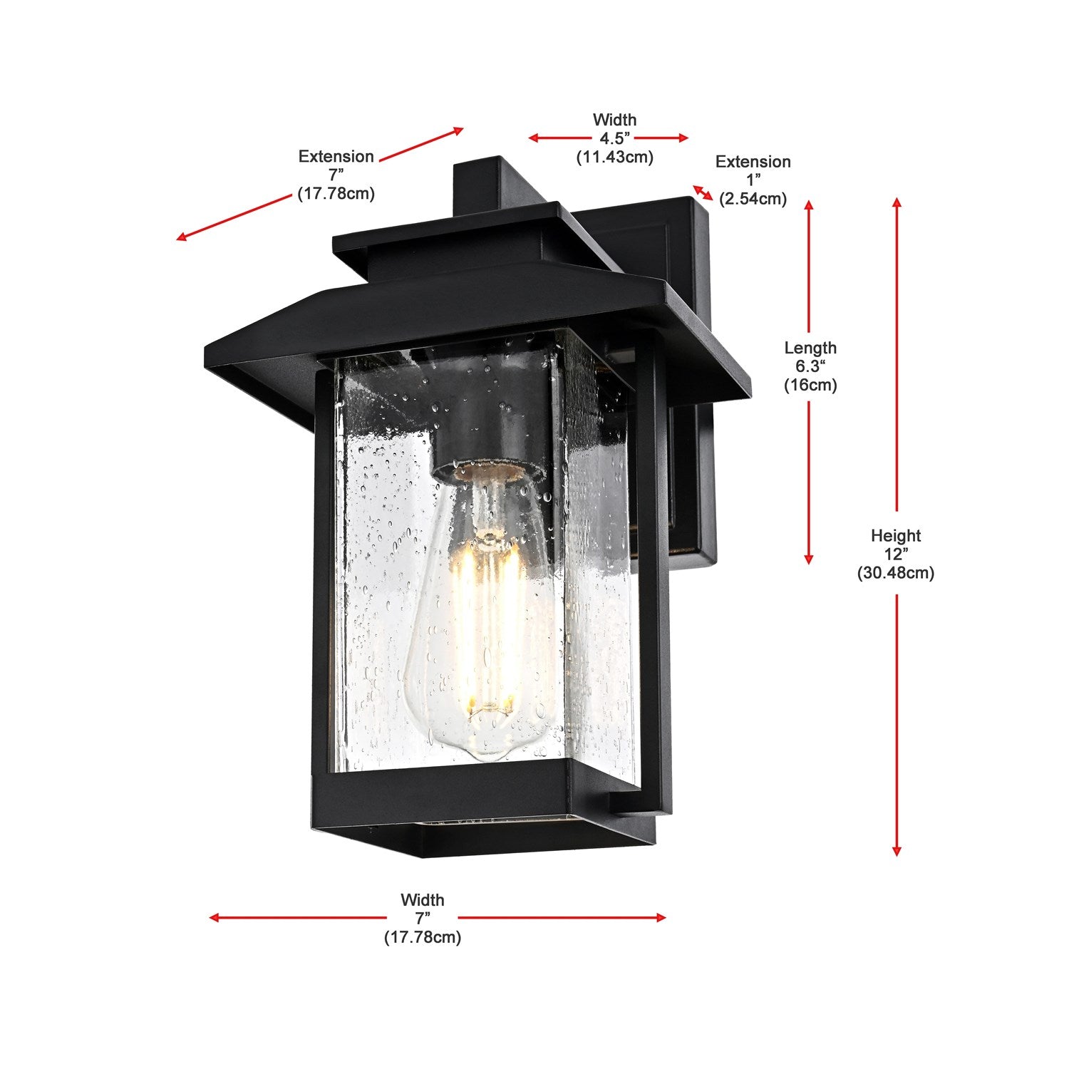 7 Inch Outdoor Wall Sconce in Black