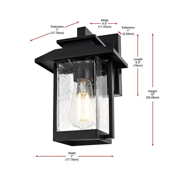 7 Inch Outdoor Wall Sconce in Black