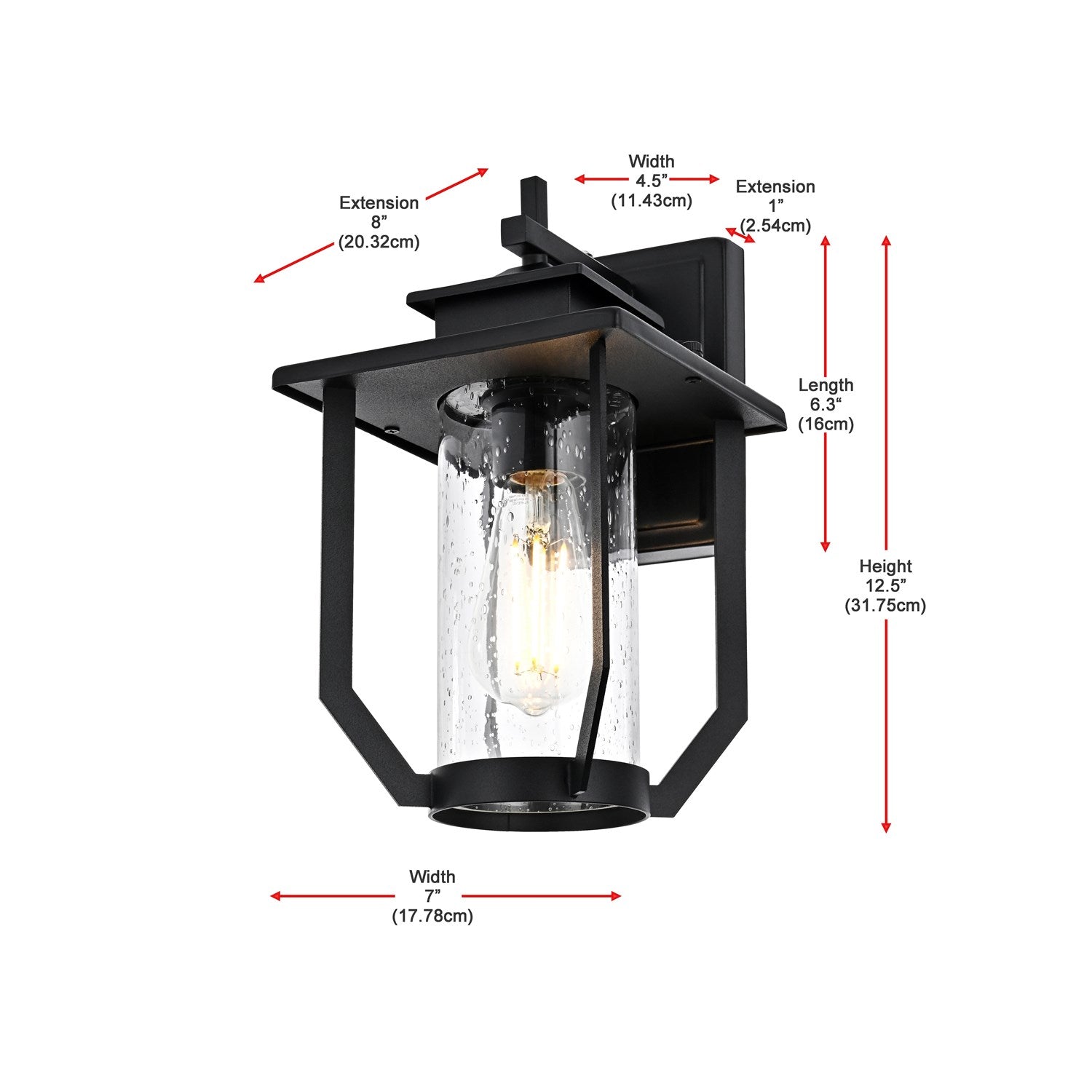 7 Inch Outdoor Wall Sconce in Black