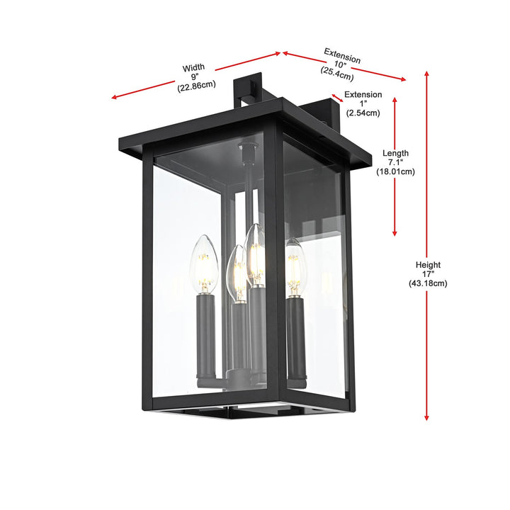 9 Inch Outdoor Wall Sconce in Black