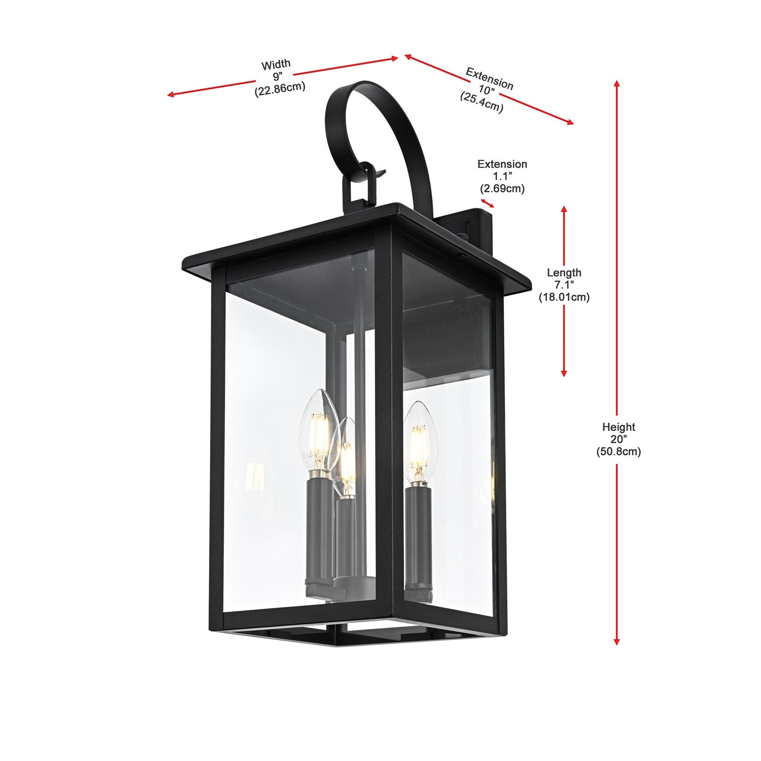 9 Inch Outdoor Wall Sconce in Black