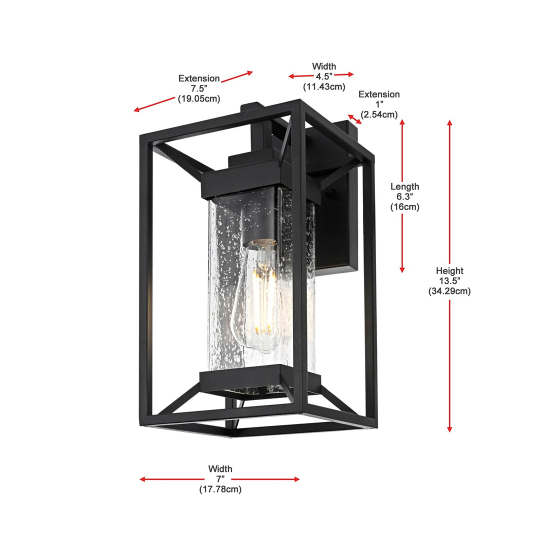 7 Inch Outdoor Wall Sconce in Black