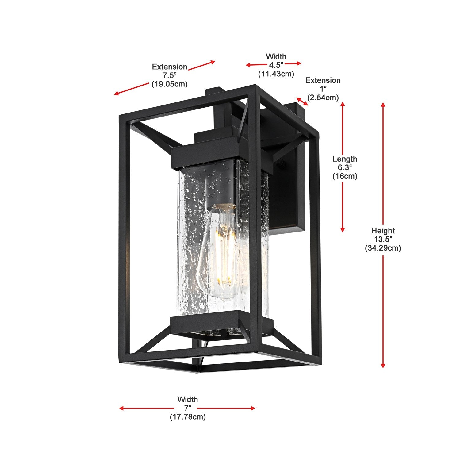 7 Inch Outdoor Wall Sconce in Black