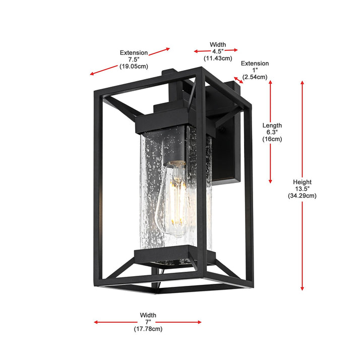 7 Inch Outdoor Wall Sconce in Black