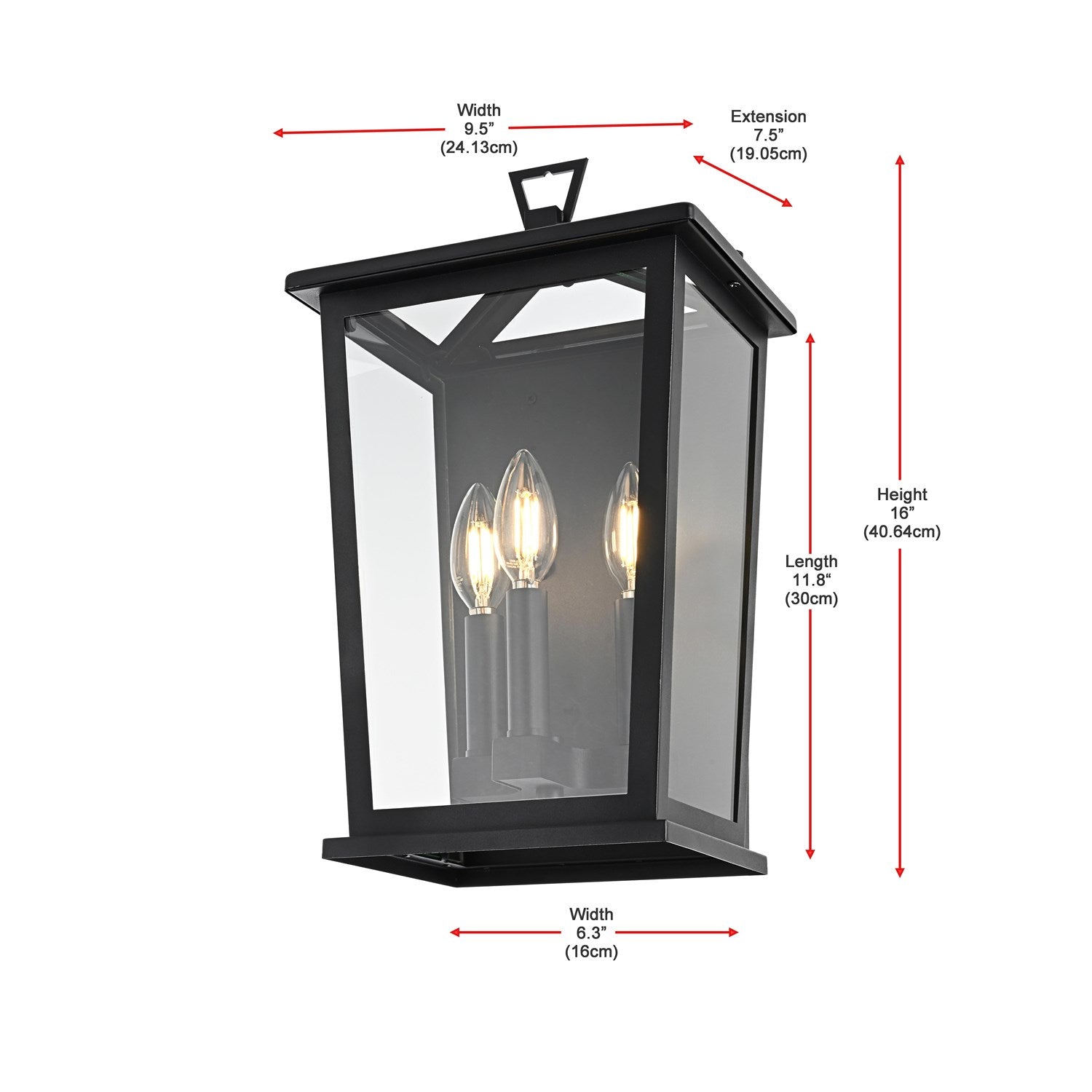 9.5 Inch Outdoor Wall Sconce in Black