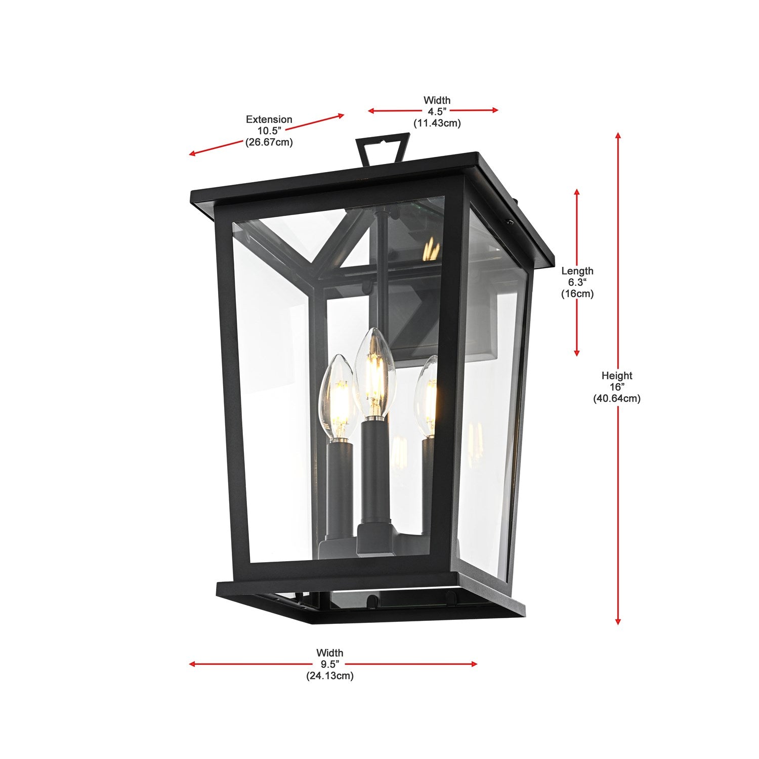 9.5 Inch Outdoor Wall Sconce in Black