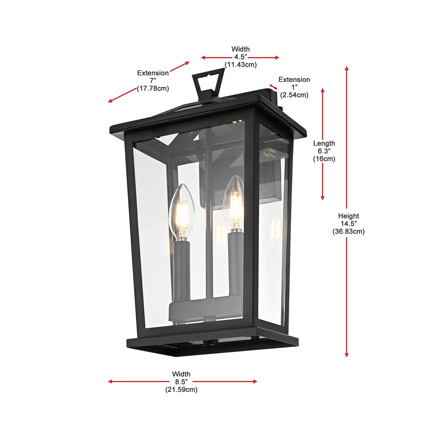 8.5 Inch Outdoor Wall Sconce in Black