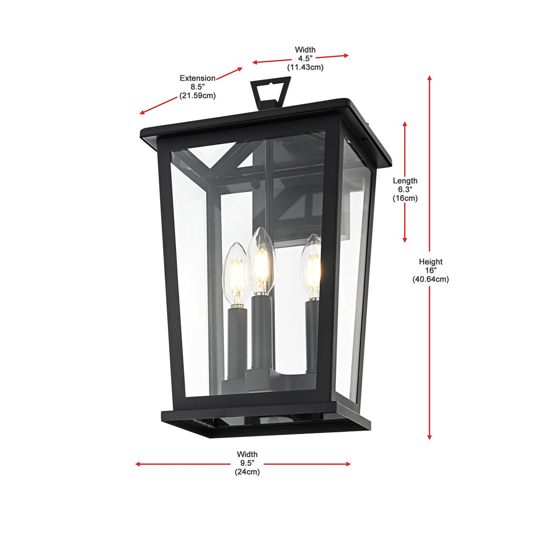 9.45 Inch Outdoor Wall Sconce in Black