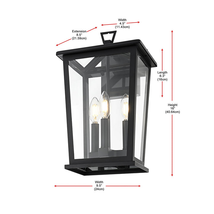 9.45 Inch Outdoor Wall Sconce in Black