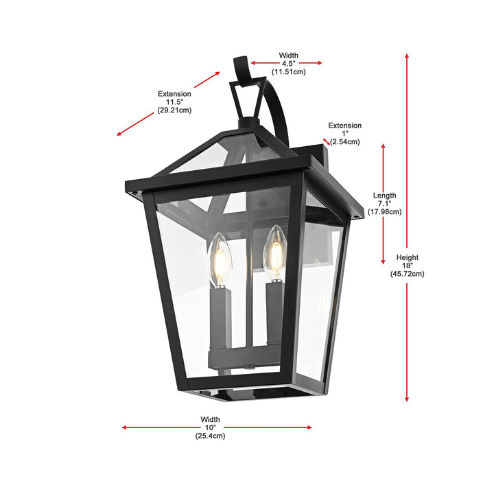 10 Inch Outdoor Wall Sconce in Black