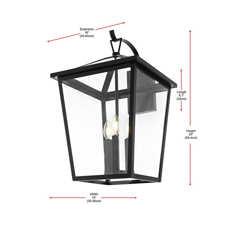 14 Inch Outdoor Wall Sconce in Black