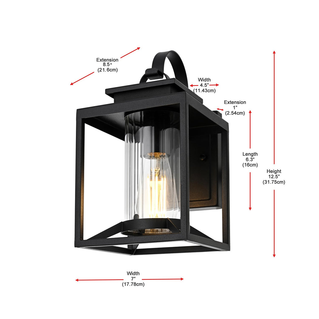 7 Inch Outdoor Wall Sconce in Black