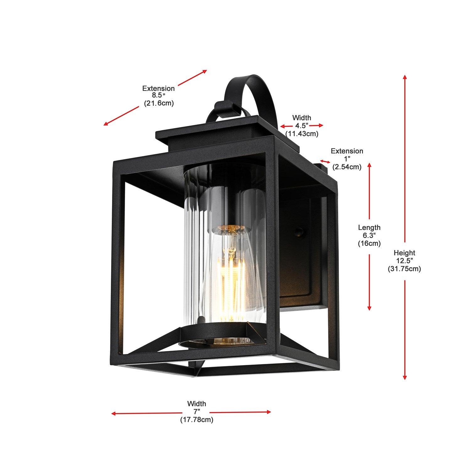 7 Inch Outdoor Wall Sconce in Black