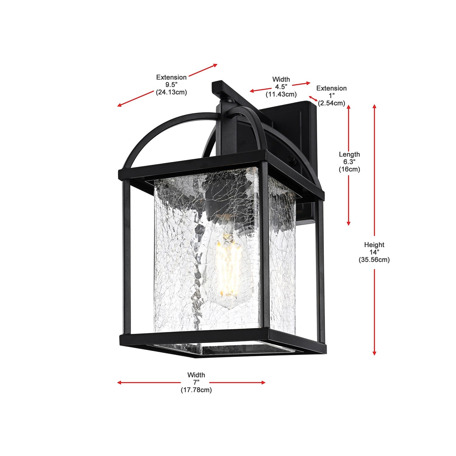 7 Inch Outdoor Wall Sconce in Black