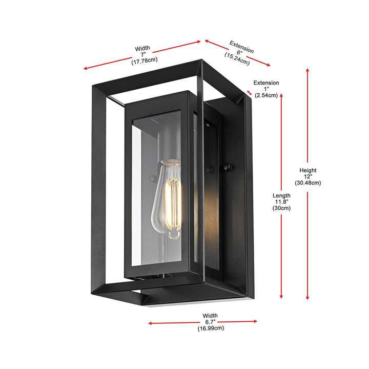 7 Inch Outdoor Wall Sconce in Black