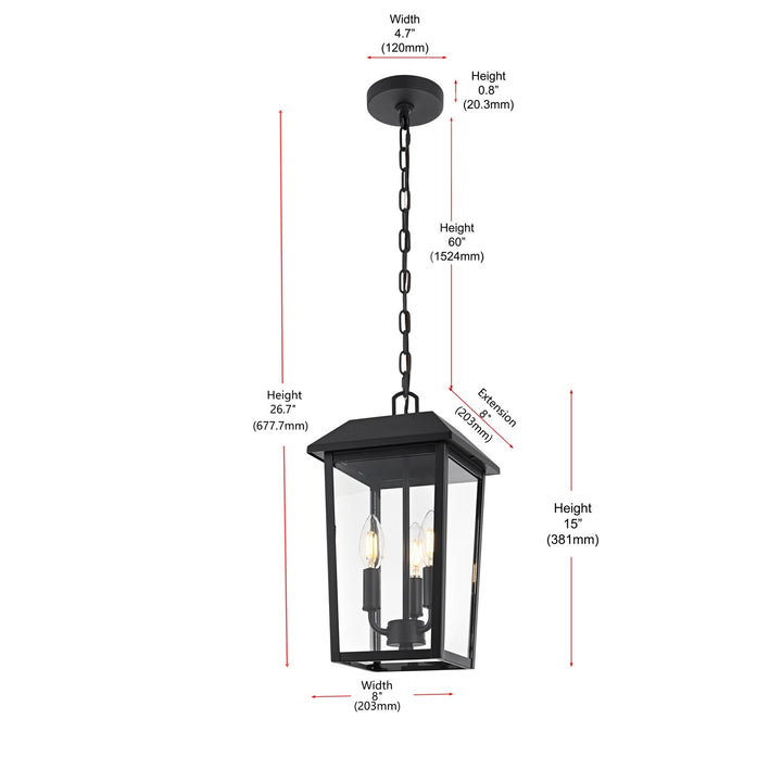 8 X 15 Inch Outdoor Pendant In Black