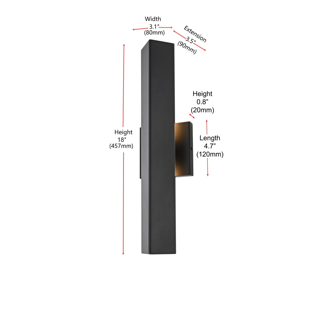 4.5 X 18 Inch Outdoor Wall Sconce In Black