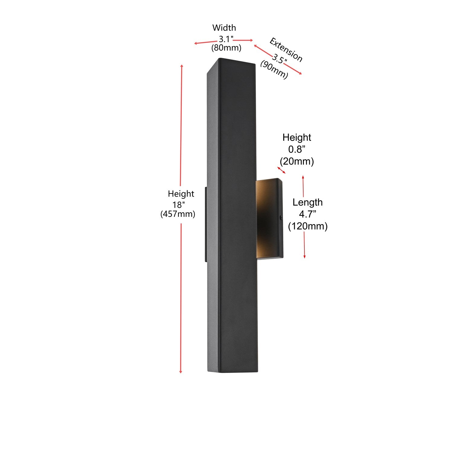 4.5 X 18 Inch Outdoor Wall Sconce In Black