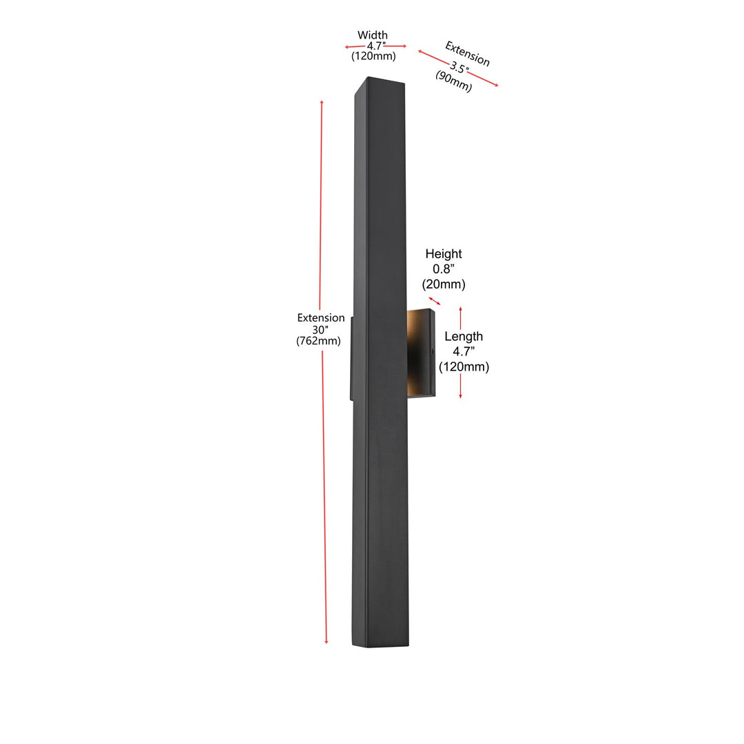4.5 X 30 Inch Outdoor Wall Sconce In Black