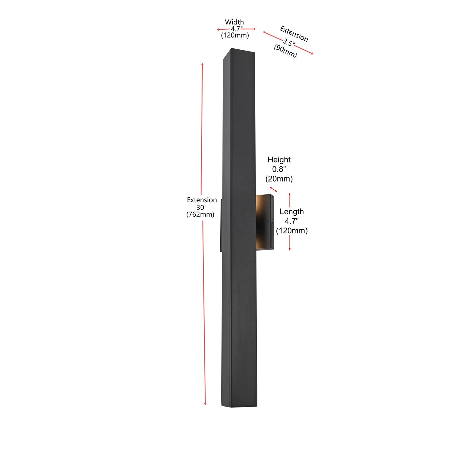 4.5 X 30 Inch Outdoor Wall Sconce In Black