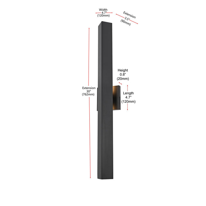 4.5 X 30 Inch Outdoor Wall Sconce In Black