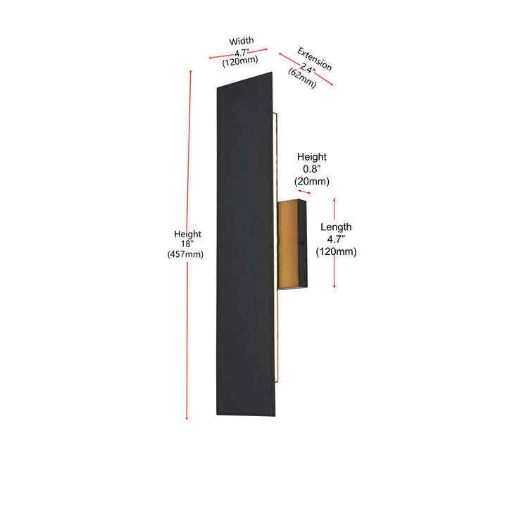 4.5 X 18 Inch Outdoor Wall Sconce In Black