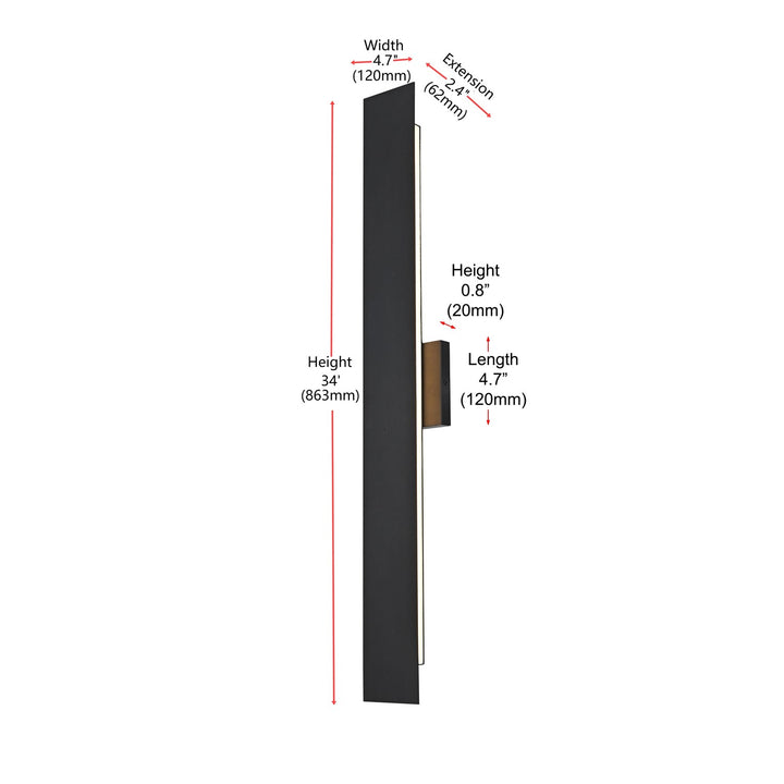 4.5 X 34 Inch Outdoor Wall Sconce In Black