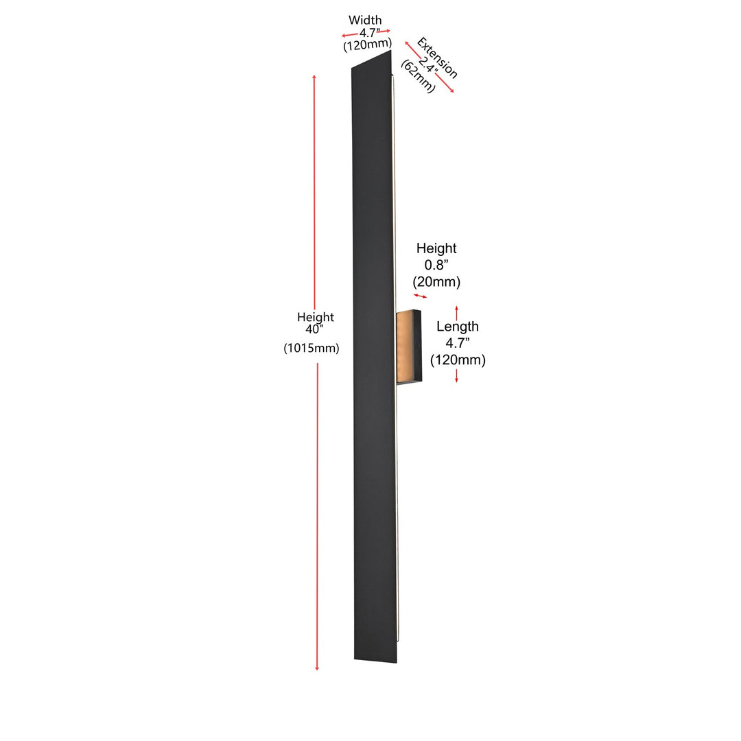 4.5 X 40 Inch Outdoor Wall Sconce In Black
