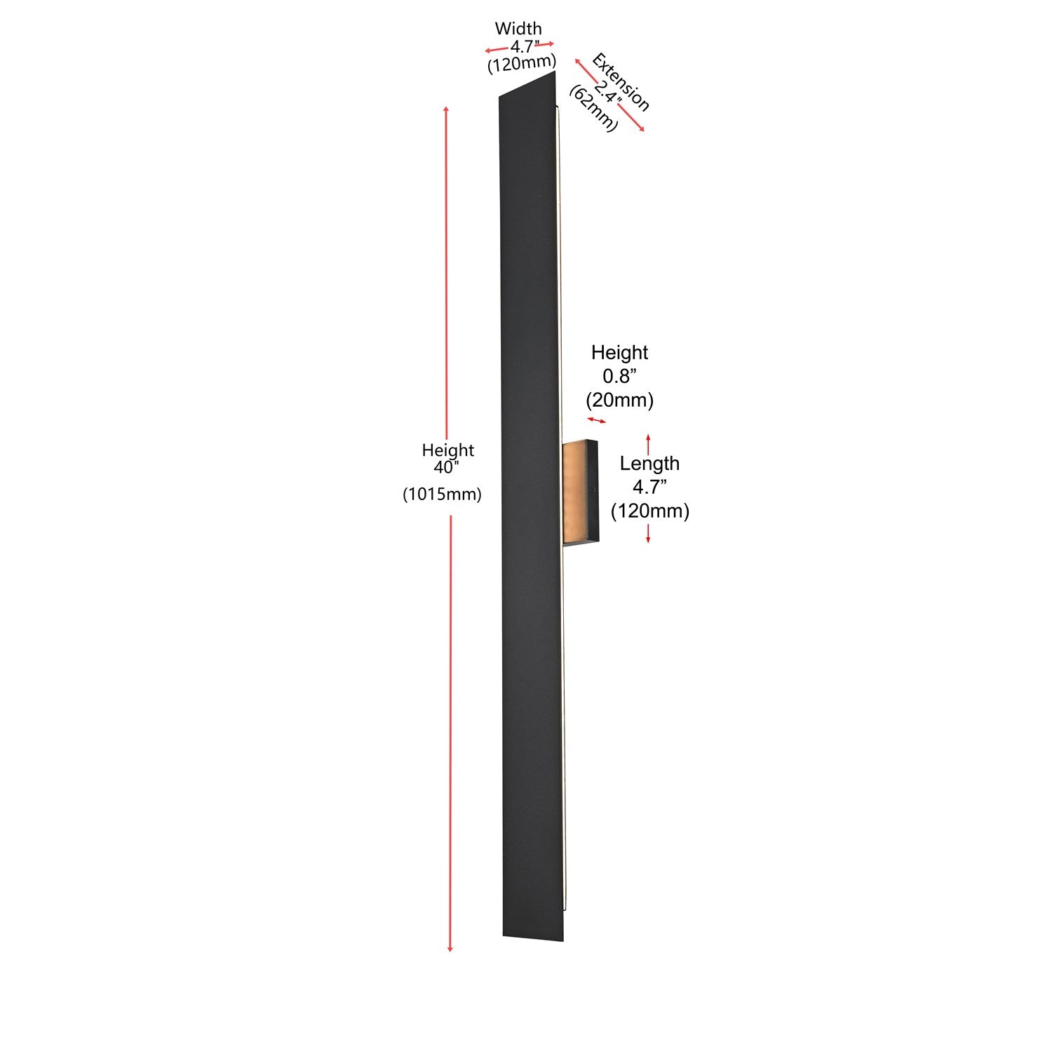 4.5 X 40 Inch Outdoor Wall Sconce In Black