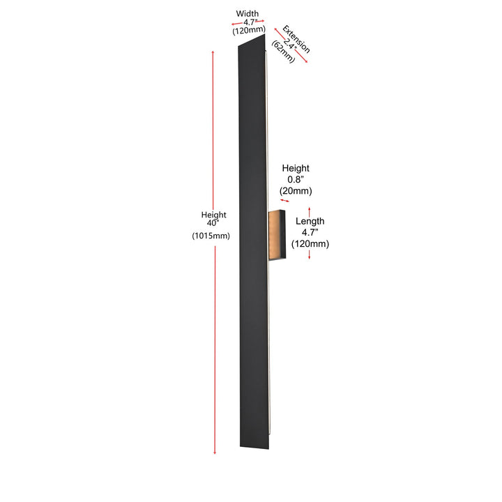4.5 X 40 Inch Outdoor Wall Sconce In Black