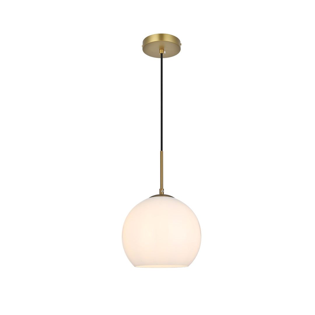 10 Inch Pendant Frosted White Shade In Satin Gold by Living District