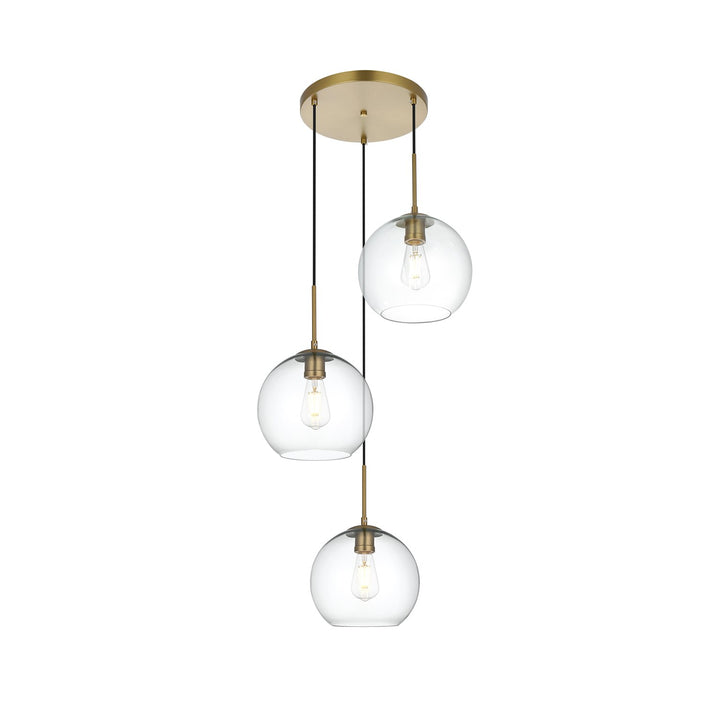 20 Inch Pendant Clear Shade In Satin Gold by Living District