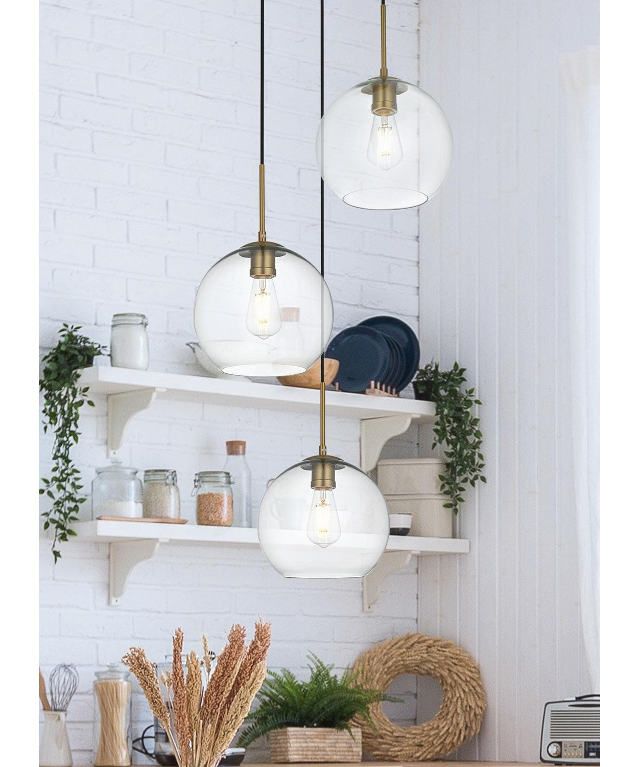 20 Inch Pendant Clear Shade In Satin Gold
