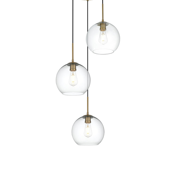 20 Inch Pendant Clear Shade In Satin Gold